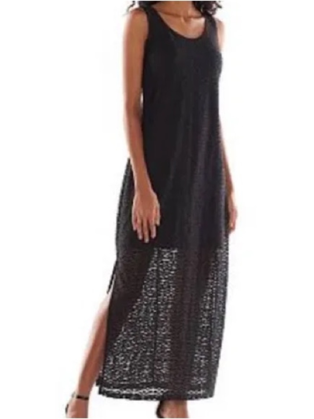 Apt. 9 Black Sleeveless Crochet Maxi Dress